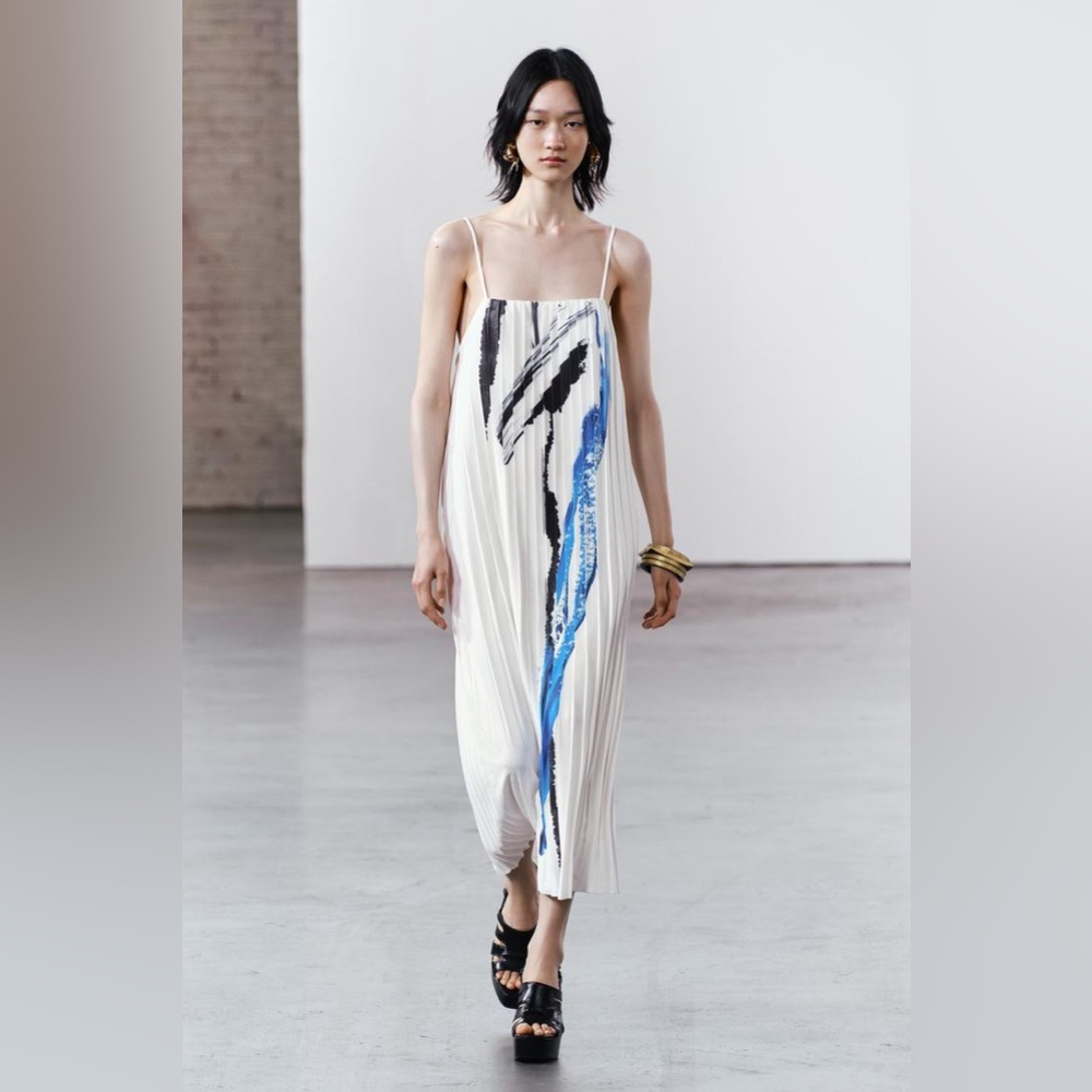 NWT Zara Pleated Midi Dress